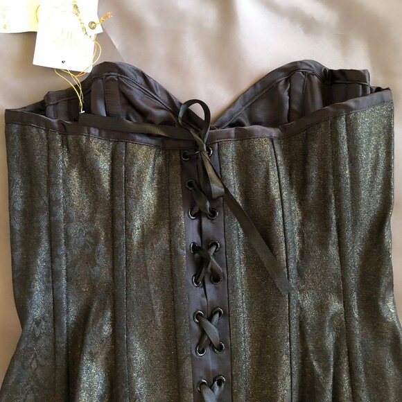 Guess Gold Black Metallic Stretch Bustier NWT - Picture 6 of 9